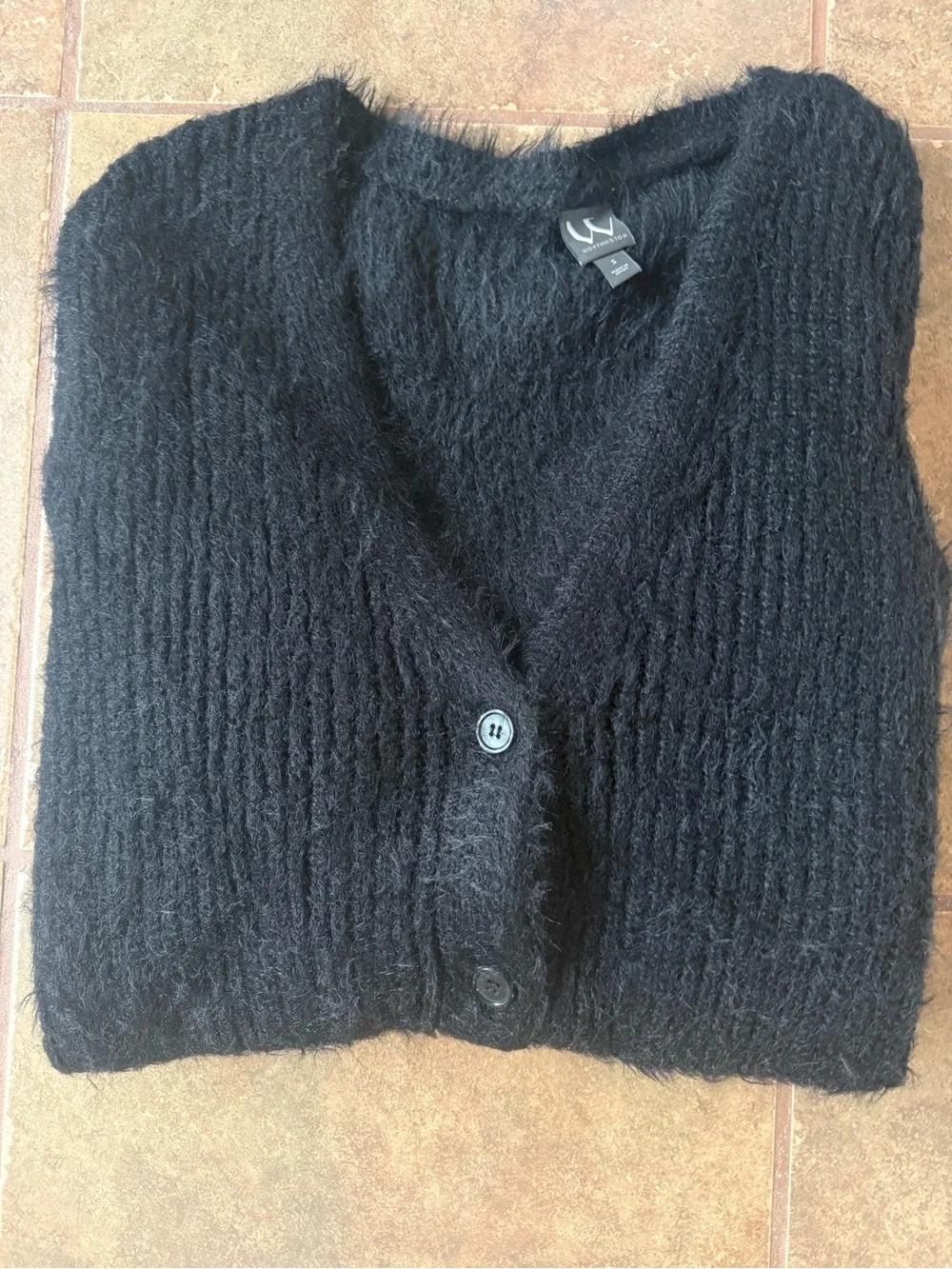 Soft Black Button-Front Women's Sweater Cardigan - Picture 3 of 3